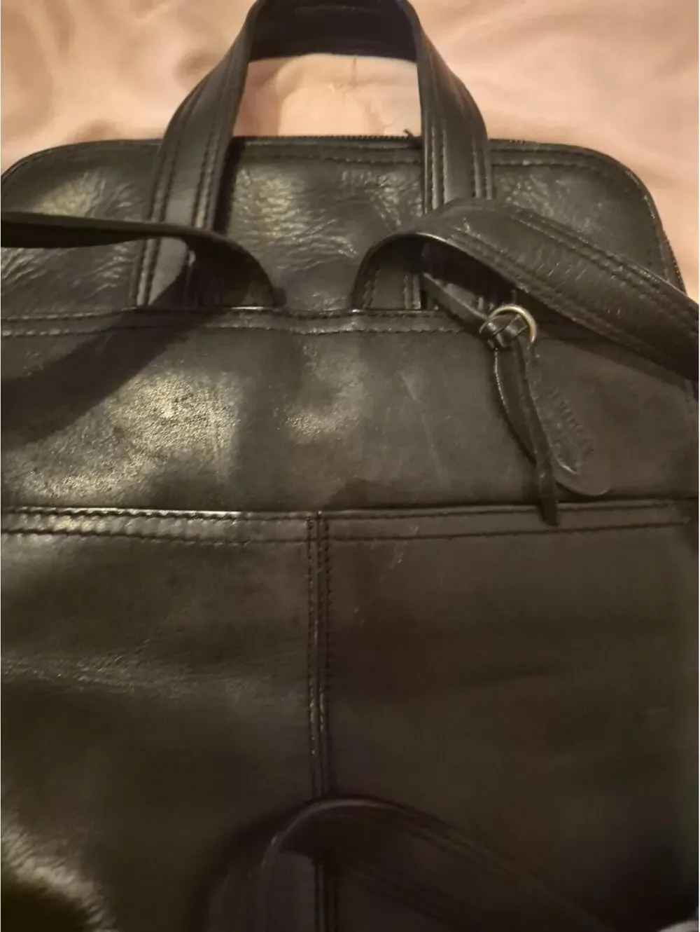 Authentic VTG Rolfs Black Leather Bacpack Purse Satchel Bag 10×10" - Picture 8 of 9
